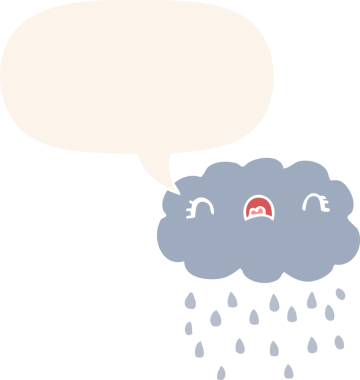 Konuşma baloncuğu olan sevimli çizgi film bulutu bir insan tarafından çizilmiş.