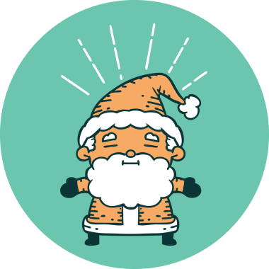 Bir insan tarafından çizilmiş dövme stili Noel Baba karakterinin simgesi