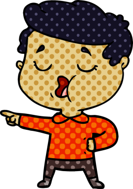 Bir insan tarafından çizilmiş karikatür adam konuşuyor.