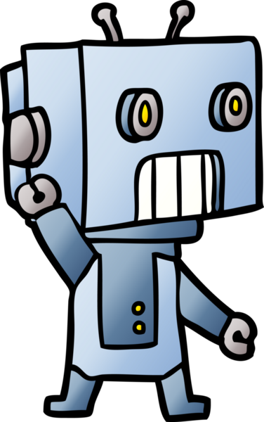 Bir insan tarafından çizilmiş çizgi film robotu