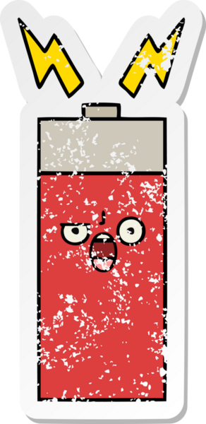 Bir insan tarafından çizilmiş şirin bir karikatür bataryasının sıkıntılı çıkartması.