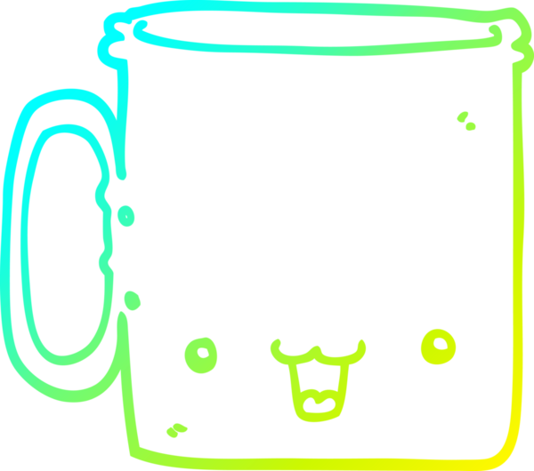 Bir insan tarafından çizilmiş bir karikatür bardağının soğuk gradyan çizgisi.