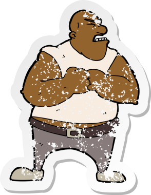 Bir insan tarafından çizilmiş şiddet dolu bir adamın karikatür yapıştırması.