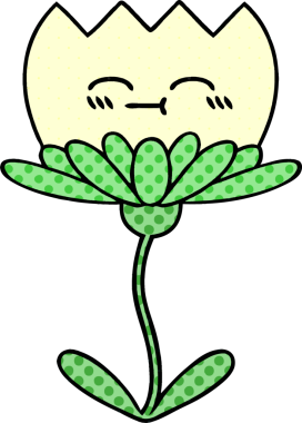 Bir insan tarafından çizilmiş bir çiçeğin karikatürü.