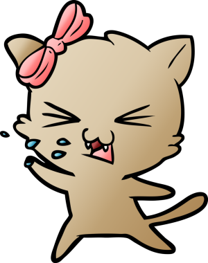 Bir insan tarafından çizilmiş çizgi film kedisi.