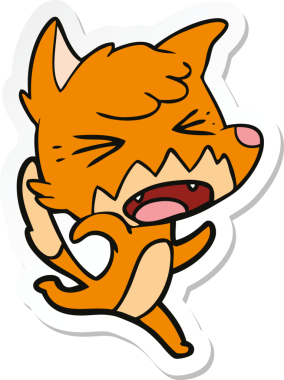 Bir insan tarafından çizilmiş kızgın bir tilkinin çıkartması.