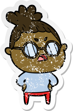 Bir insan tarafından çizilmiş bir karikatürün sıkıntılı çıkartması.