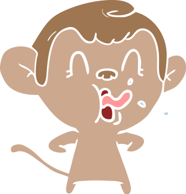 Bir insan tarafından çizilmiş düz renk çizgi film maymunu.