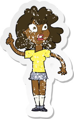 Bir insan tarafından çizilen bir karikatür kadının gerilimli çıkartması.