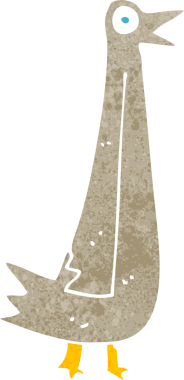 Bir insan tarafından çizilmiş komik çizgi film kuşu.