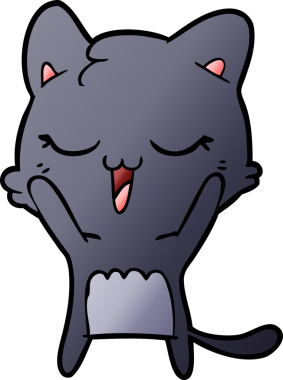 Bir insan tarafından çizilmiş mutlu çizgi film kedisi.