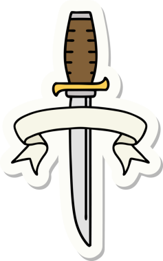 Bir insan tarafından çizilmiş bir hançer sancağına sahip dövme stili.