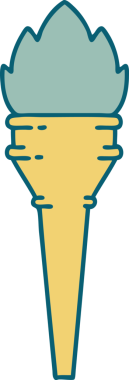 Bir insan tarafından çizilmiş bir meşalenin ikonik dövme şekli