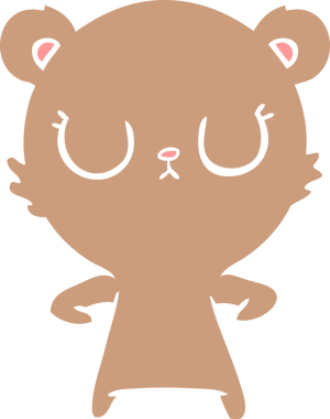 Bir insan tarafından çizilmiş düz renkli çizgi film ayı yavrusu.