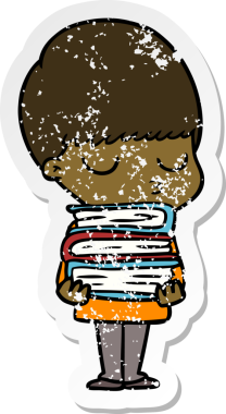 Bir insan tarafından çizilmiş, sıkıntılı bir çizgi film çıkartması.