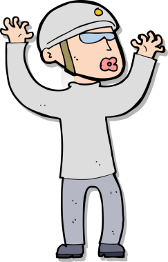 Bir insan tarafından çizilen panikleyen bir güvenlik görevlisinin çıkartması.