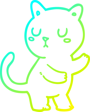 Bir insan tarafından çizilen çizgi film kedisinin soğuk gradyan çizgisi.