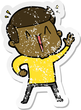 Bir insan tarafından çizilmiş mutlu bir adamın sıkıntılı çıkartması.