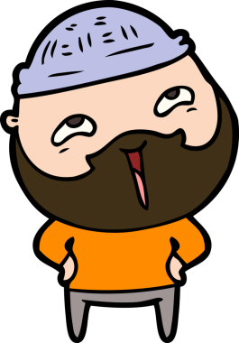 Bir insan tarafından çizilmiş mutlu sakallı bir adam.