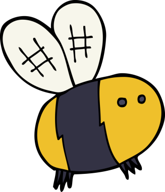 Bir insan tarafından çizilmiş çizgi film arısı.