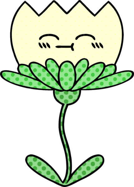 Bir insan tarafından çizilmiş bir çiçeğin karikatürü.