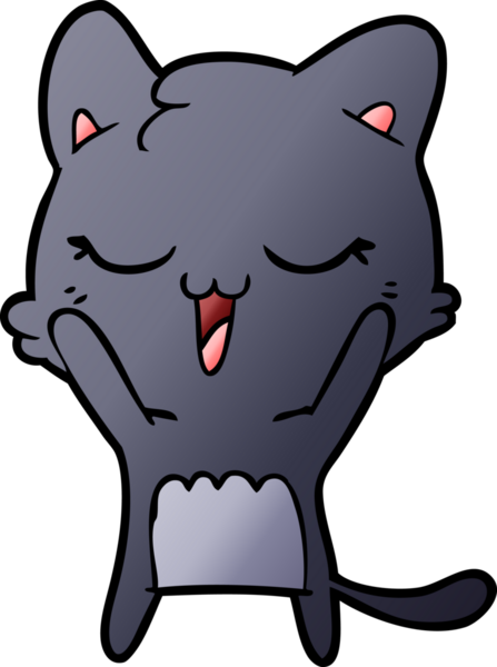 Bir insan tarafından çizilmiş mutlu çizgi film kedisi.