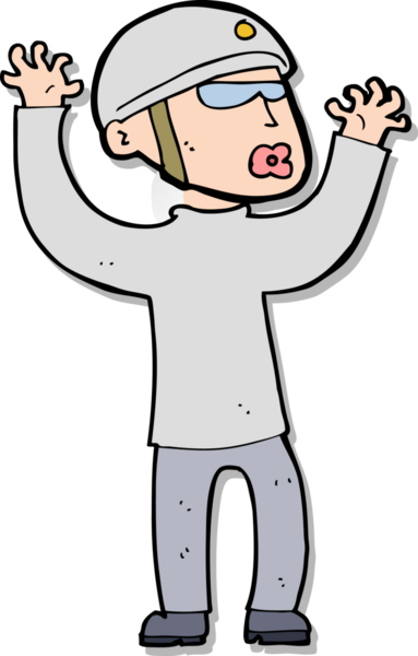 Bir insan tarafından çizilen panikleyen bir güvenlik görevlisinin çıkartması.