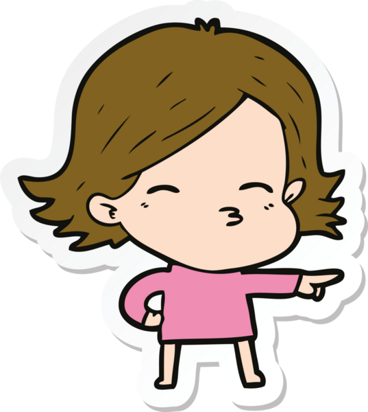 Bir insan tarafından çizilmiş bir karikatür kadının çıkartması.