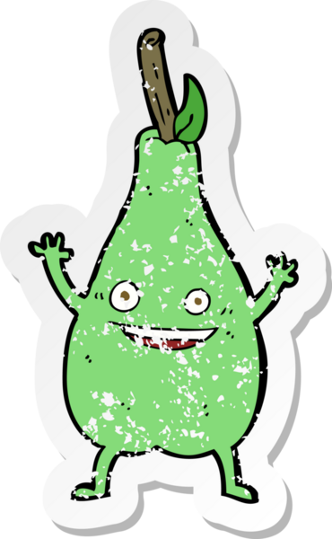 Bir insan tarafından çizilmiş mutlu armut çizgi filminin gerilimli retro yapıştırması