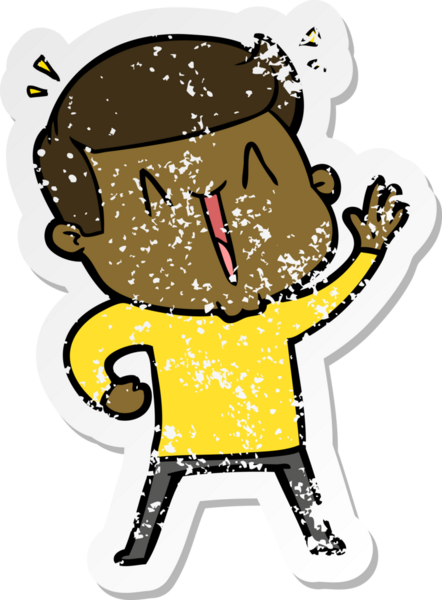 Bir insan tarafından çizilmiş mutlu bir adamın sıkıntılı çıkartması.