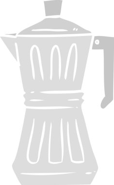 Bir insan tarafından çizilmiş düz renk karikatür espresso makinesi