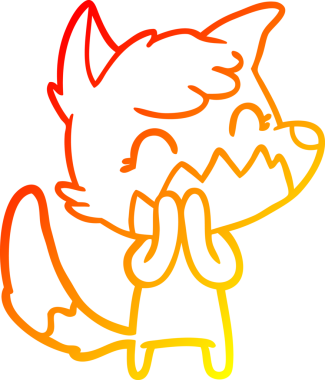 Bir insan tarafından çizilmiş mutlu bir tilkinin sıcak çizgi çizimi