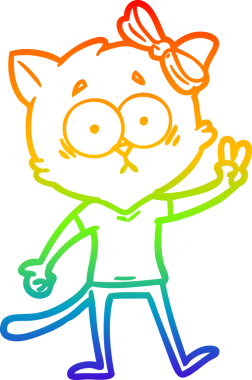 gökkuşağı gradyanı çizimi bir insan tarafından çizilmiş çizgi film kedisi