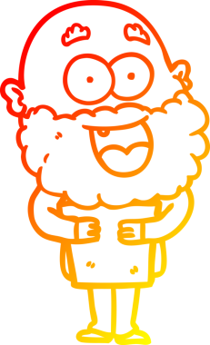 İnsan tarafından çizilmiş sakallı ve kitaplı çılgın, mutlu bir çizgi film çizimi.