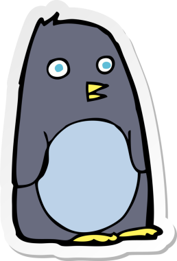 Bir insan tarafından çizilmiş karikatür pengueni çıkartması.