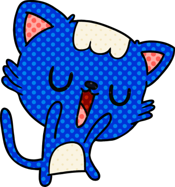 Bir insan tarafından çizilmiş kawaii kedisinin serbest çizimi.