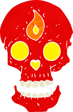 Bir insan tarafından çizilmiş mistik kafatası.