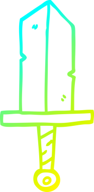 Bir insan tarafından çizilmiş altın bir hançerin soğuk gradyan çizgisi