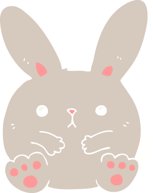 Bir insan tarafından çizilmiş düz renkli çizgi film tavşanı