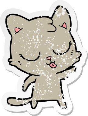 Bir insan tarafından çizilmiş bir karikatür tıslayan kedinin sıkıntılı çıkartması.