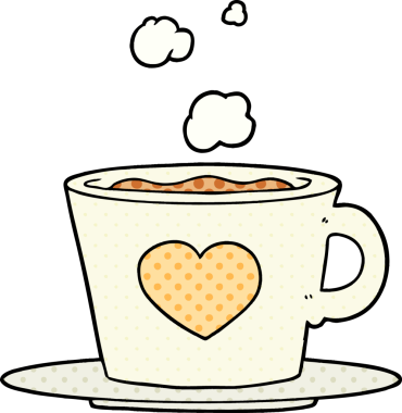 Bir insan tarafından çizilmiş güzel bir fincan kahve.