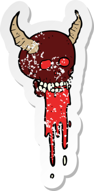 Bir insan tarafından çizilmiş ürkütücü bir cadılar bayramı kafatası çizgi filminin gerilimli yapıştırması.