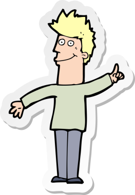 Bir insan tarafından çizilmiş fikri olan bir karikatürcünün çıkartması.