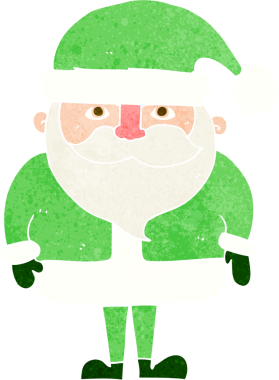 Bir insan tarafından çizilmiş Noel Baba çizgi filmi.