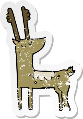 Bir insan tarafından çizilmiş karikatür geyiğinin geriletilmiş çıkartması.