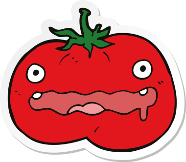 Bir insan tarafından çizilmiş bir domates etiketi.