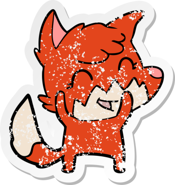 Bir insan tarafından çizilmiş mutlu bir tilkinin sıkıntılı çıkartması.