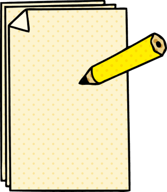 Bir insan tarafından çizilmiş çizgi roman tarzı garip bir kağıt ve kalem.