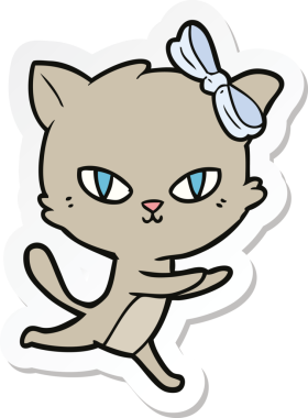 Bir insan tarafından çizilmiş şirin bir çizgi film kedisinin çıkartması.