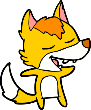 Bir insan tarafından çizilmiş tilki çizgi film karakteri